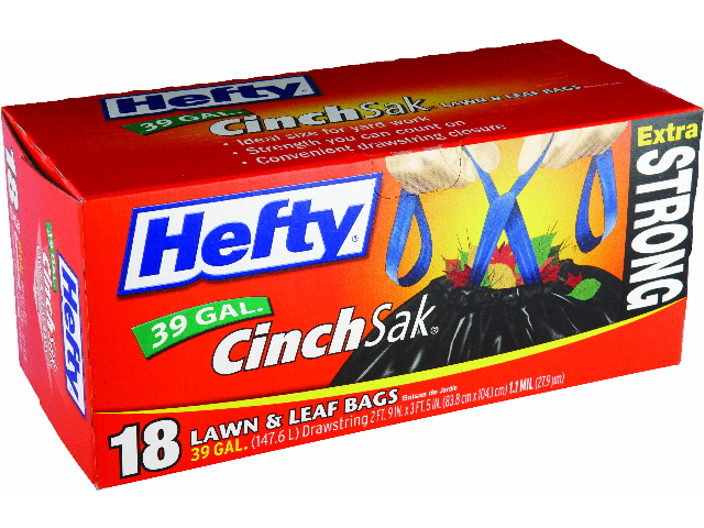 Hefty CinchSak 39 gal Drawstring Lawn & Leaf Bags, Extra Strong - 18 count