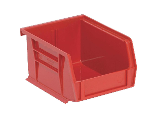 Red Plastic Shelf Bin, 4-1/8 In W x 5-3/8 In L x 3 In H