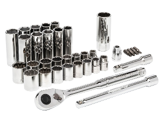 SAE & Metric Socket Set, 3/8 In Dr 35 Pc