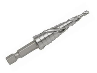 High Speed Steel Drill Bit 12 Steps, 1/8 In x 1/2 In HEX