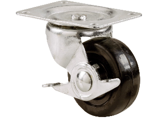 Swivel Caster w/Brake 3" Rubber Wheel 175 Lb Plate