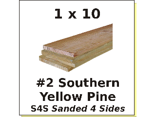 1 x 10 #2 Southern Yellow Pine S4S (Lengths)