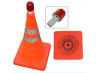 Collapsible Traffic Cone with LED Light, 18 In