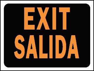 Sign 9 x 12 Plastic Bilingual: Exit Salida