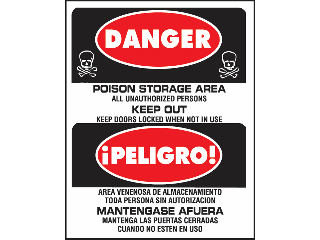 Sign 15 x 19 Plastic Bilingual: Danger Poison