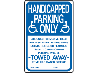 Sign 12 X 18 Aluminum: Handicapped Parking