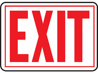 Cox Hardware and Lumber - 10 In x 14 In Aluminum Red-on-White Sign: Exit
