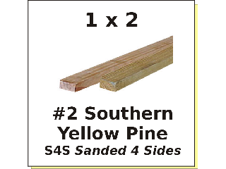 1 x 2 x 8 #2 Southern Yellow Pine S4S