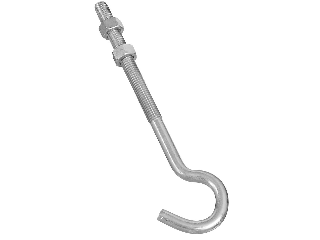 Hook Bolt With Nut 3/8 In x 7 In Zinc Plated