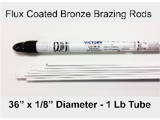 Flux Coated Bronze Brazing Rod Low Fuming 36 In x 1/8 In, 1 Lb Tube