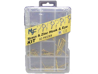 Hook & Eye Assortment Kit Brass & Zinc 92 Piece