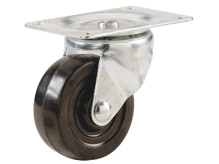 Rubber Wheel Swivel Caster Plate 40 Lb, 1-1/2 In