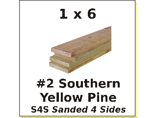 1 x 6 #2 Southern Yellow Pine S4S (Lengths)