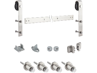 Rustic Sliding Barn Door Hardware Kit, Satin Nickle