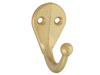 Clothes Hook (2) Single V162 Die Cast Brass Finish