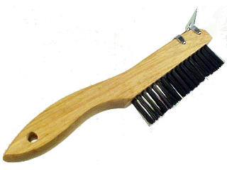 Shoe Handle Wire Brush With Scraper