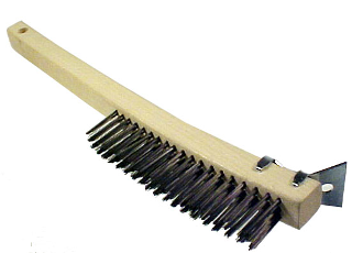 Curved Handle Wire Cleaning Brush With Scraper 3 Row