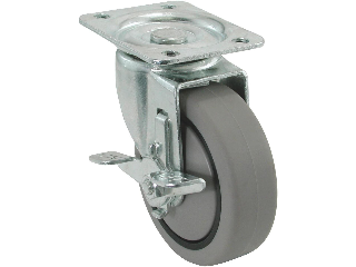 Thermoplastic Swivel Plate Caster with Brake, 4 In