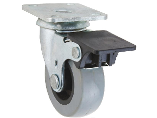 Thermoplastic Swivel Plate Caster with Brake, 2 In