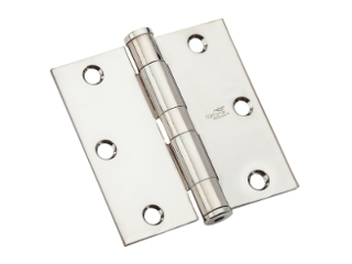 Square Corner Chrome Hinge, 3 1/2 In