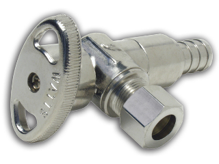 Quarter Turn Angled Water Supply Valve, 3/8 In Comp x 1/2 In Pex