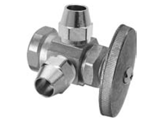 Multi Turn Dual Outlet Water Supply Valve, 3/8 In FL x 3/8 In FL x 1/2 FPT