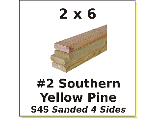 2 x 6 #2 Southern Yellow Pine S4S (Lengths)