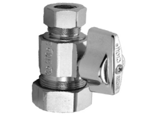 Quarter Turn Straight Water Supply Valve, 3/8 In Comp x 1/2 In Comp