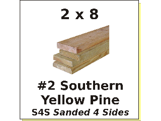 2 x 8 #2 Southern Yellow Pine S4S (Lengths)