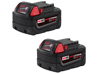 M18 Red Lithium XC5.0 Extended Capacity 18V Battery, 2 Pack