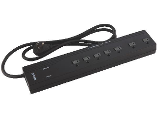 Plastic 7 Outlet  And Phone Surge Protector Strip