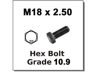 M18 x 2.50 Coarse Metric Hex Bolt Grade 10.9