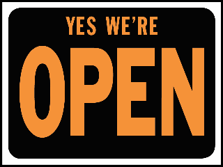 Sign 9 x 12 Plastic: Yes We're Open