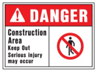 Sign OSHA Danger 10 x 14 Poly: Construction ...