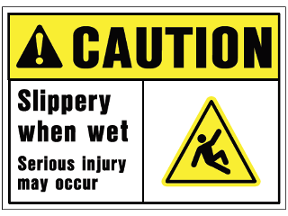 10 In x 14 In Visual Poly OSHA Caution Sign: Slippery When Wet