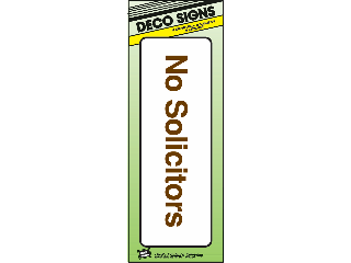 Sign 3 x 9 Plastic Deco: No Solicitors