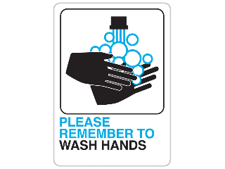 7 In x 5 In Plastic Deco Sign: Please Remember To Wash Hands