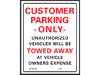 Sign 15 x 19 Plastic: Customer Parking