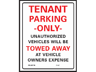 Sign 15 x 19 Plastic: Tenant Parking