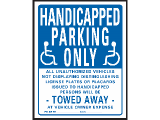 Sign 15 x 19 Plastic: Handicap Parking Only