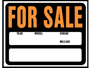 Sign 15 x 19 Plastic Orange/Black: Vehicle For Sale