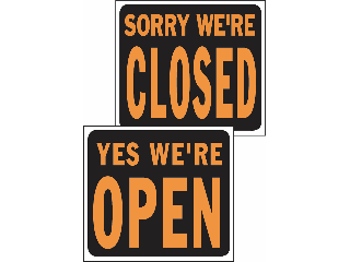 Sign 15 x 19 Plastic Orange/Black: Open/Closed