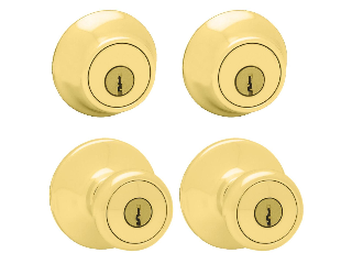 Kwikset Polished Brass Deadbolt and Door Knob Combo