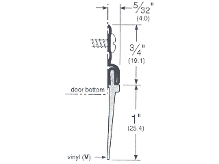 Door Sweep Vinyl Bottom 1-3/4 x 36 Gold Aluminum