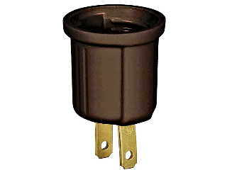 Single Outlet To Medium Base Socket Adapter, Brown