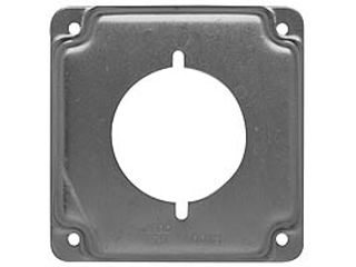 Square Raised Round Receptacle Cover Plate, 4 In