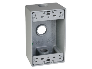 Weatherproof 1 Gang Outdoor 3 Holes Outlet Box, 1/2 In  Gray