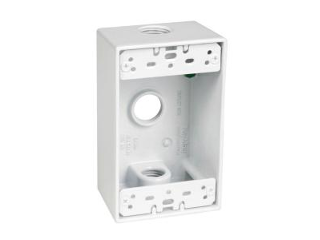 Weatherproof 1 Gang Outdoor 3 Holes Outlet Box, 1/2 In  White