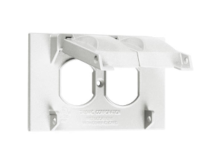 Weatherproof Horizontal 1 Gang Duplex Cover Plate, White