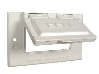 Weatherproof Horizontal 1 Gang GFCI Cover Plate, White